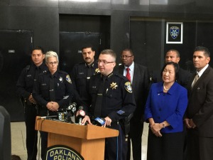 Oakland Police Chief Sean Whent, Homicide Investigators & Oakland Mayor Jean Quan Speak at OPD Headquarters.