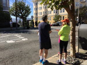 Many of San Francisco's well-heeled interrupted their morning workout hoping to get a glimpse of President Obama