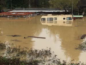 This RV didn't make it! Guerneville Residents keeping an eye on the river's swollen banks. Friday, December 12th 2014