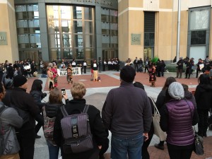 Dozens of activists locked themselves together to block two entrances of the Ronald Dellums Federal Building in Oakland to protest against police brutality Friday morning. Friday, January 16th, 2015