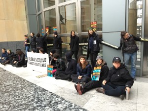 Dozens of activists locked themselves together to block two entrances of the Ronald Dellums Federal Building in Oakland to protest against police brutality Friday morning. Friday, January 16th, 2015
