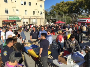 Crowds estimated near 1000 attend National Night Out on Filbert Street in San Francisco.
